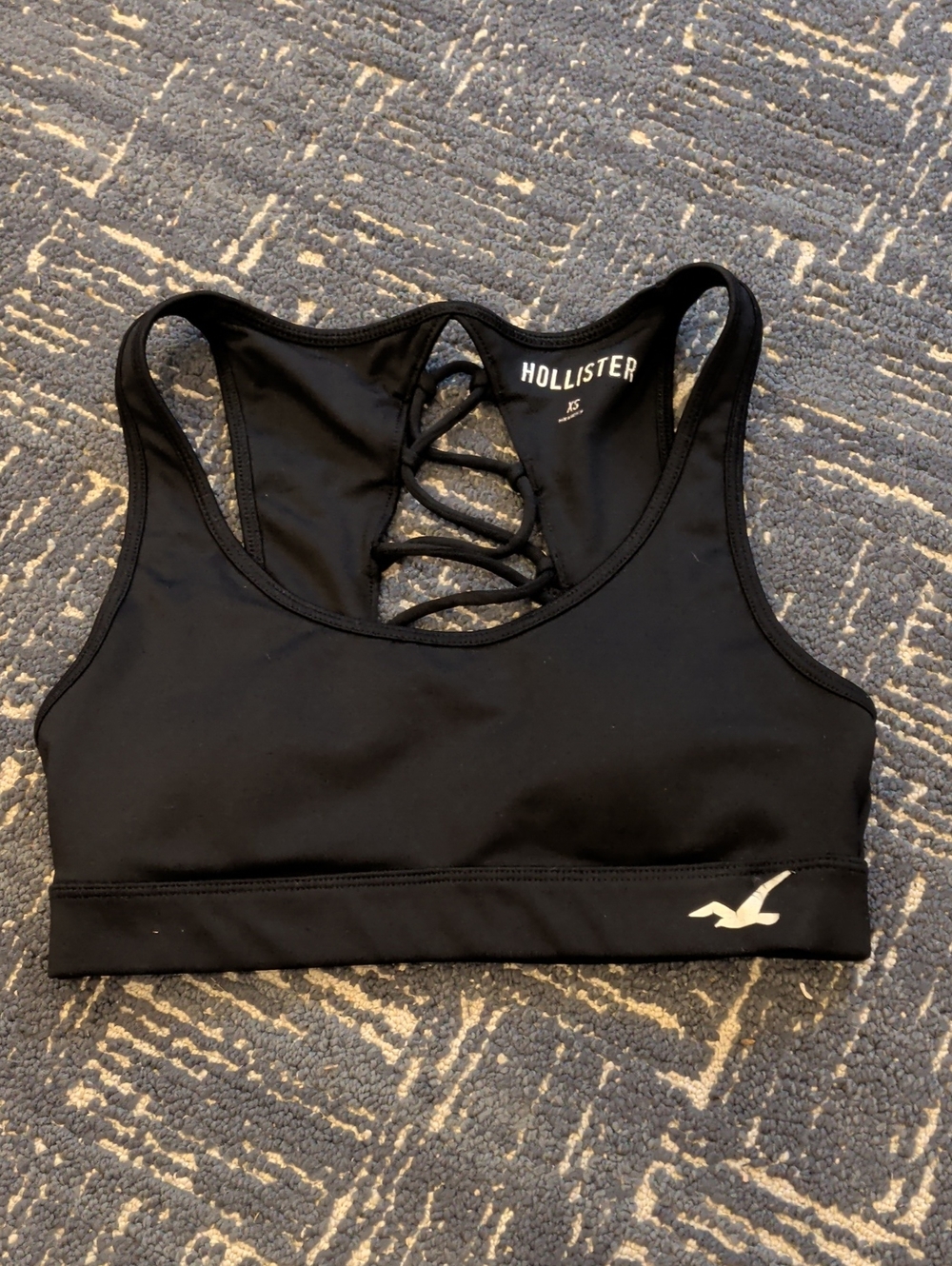 Hollister Black Lace-Up Back Sports Bra • Size XS